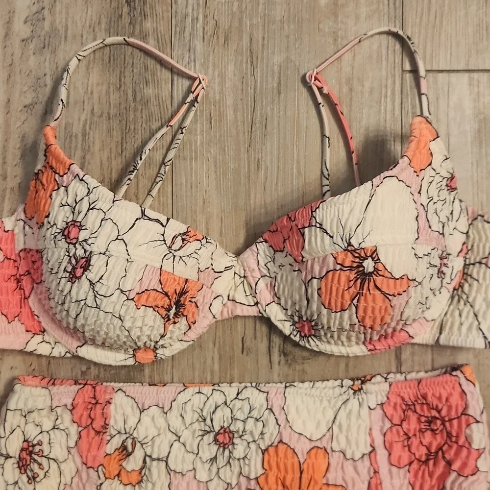 Triangl Swimwear Floral Swimsuit Set - Pink, White and Orange